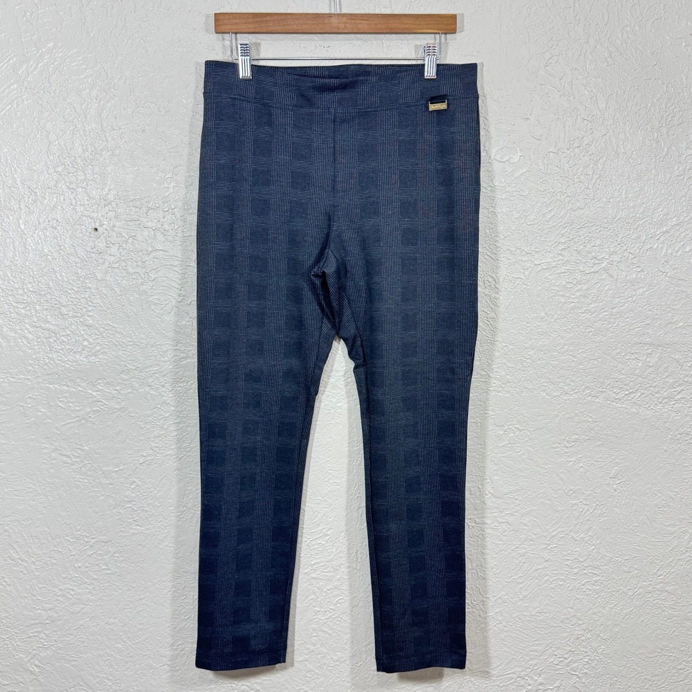 Calvin Klein Plaid Pants Leggings Md Pull On Elastic Slimming‎ Ankle Preppy Work